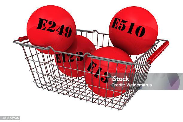 Harmful Food Additives In The Shopping Basket Stock Photo - Download Image Now - Food Additive, Poisonous, 2015