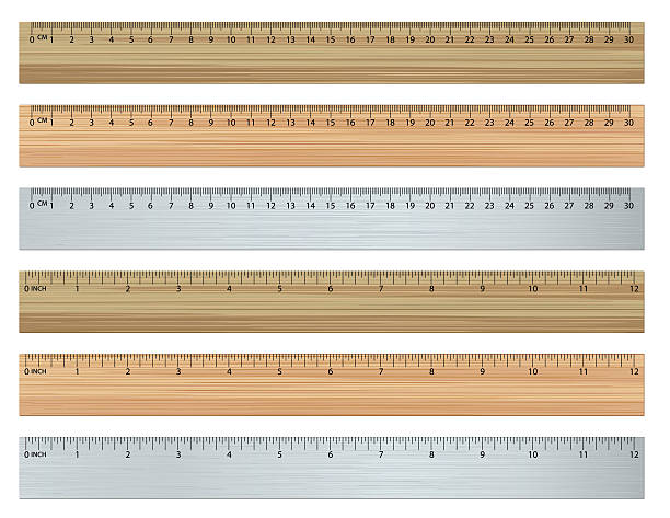набор правителей в дюймов и сантиметров - ruler stock illustrations