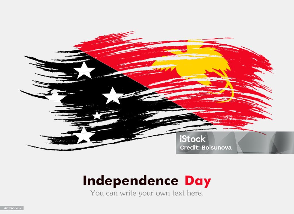 Flag of Papua - New Guinea Flag of Papua - New Guinea. Independence Day. Flag in grungy style. Flag painted with a brush with paint. Grungy flag. Grungy style. Brushstroke. Use for brochures, printed materials, icons, logos, signs,  elements 2015 stock vector