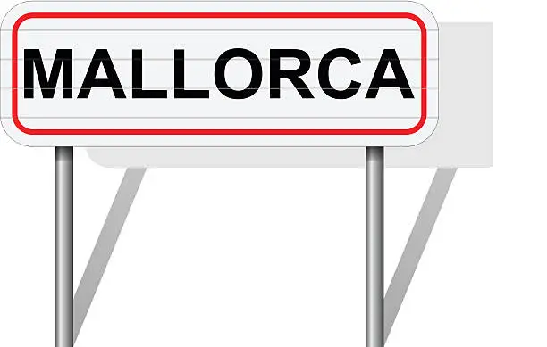 Vector illustration of Welcome to Mallorca Spain road sign vector