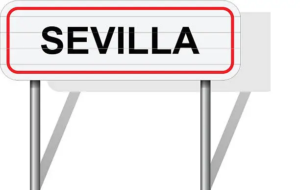 Vector illustration of Welcome to Sevilla Spain road sign vector