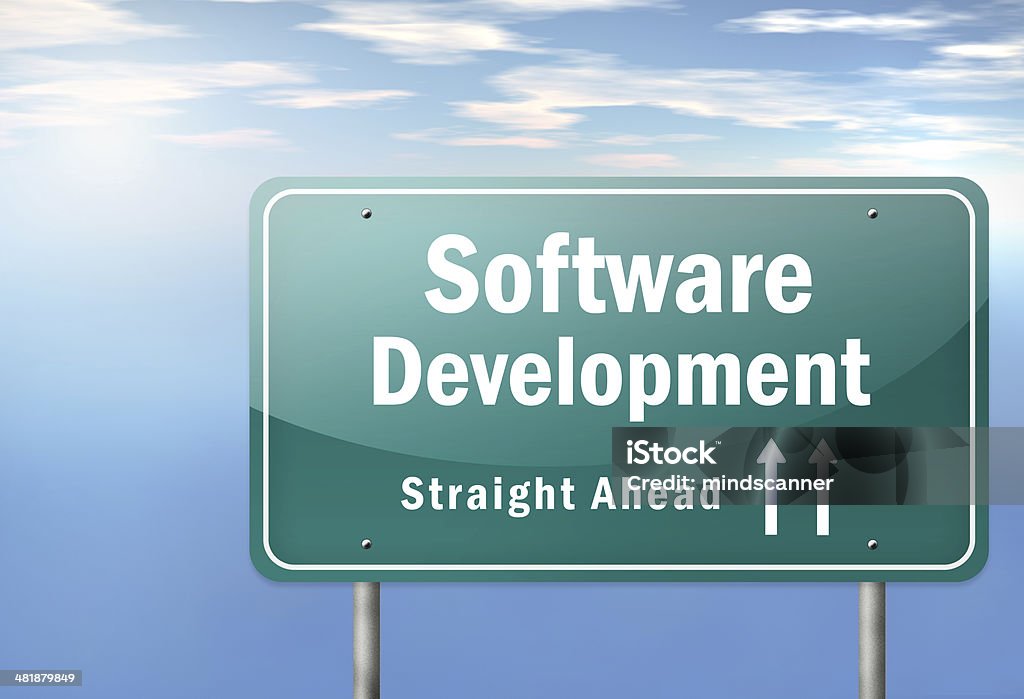 Sign Post Software Highway Signpost Software Development Stock Illustration - Download ...
