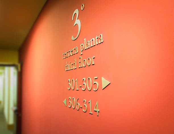 istock Hotel signs directions in a red wall 481880089
