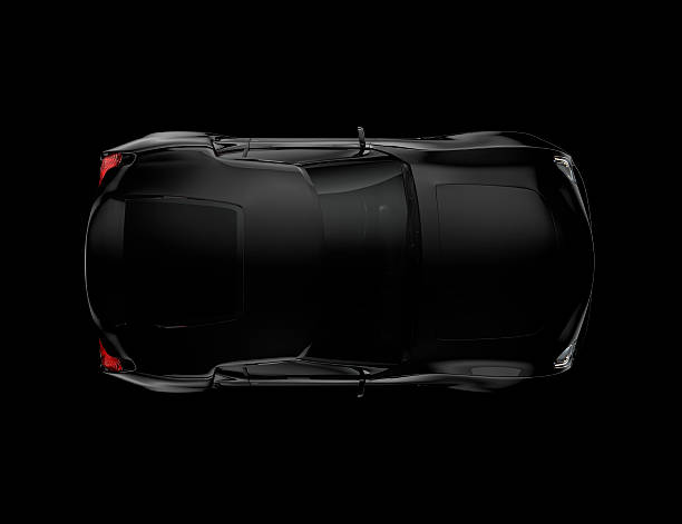istock Black sports car isolated on black background. 481880306
