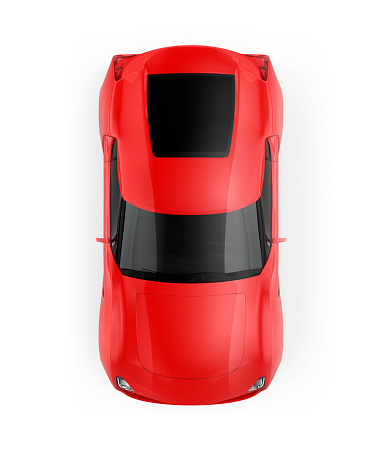 Red sports car isolated on white background. Original design. 3D rendering image with clipping path.