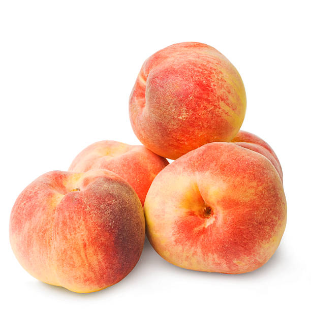 istock Ripe peach fruit isolated on white background cutout 481881659