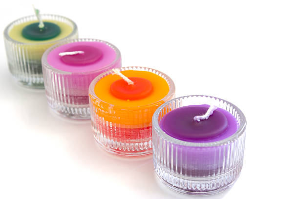 istock Colorful candles isolated on white background 481882825