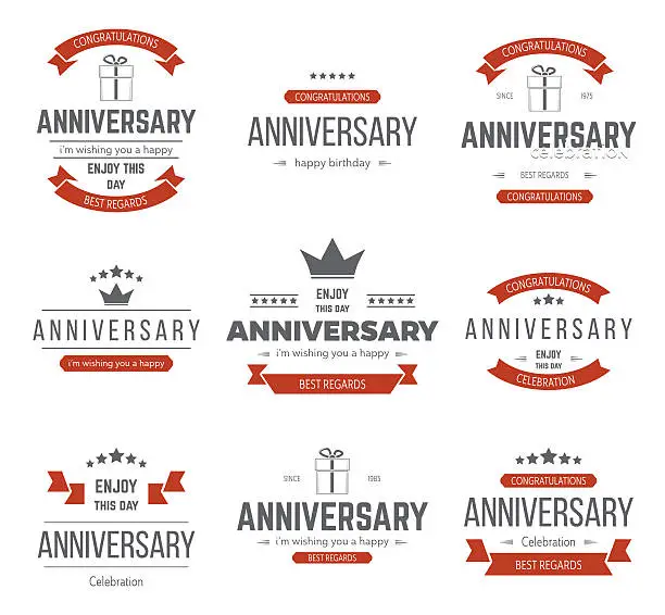 Vector illustration of Vector set of anniversary signs, symbols.