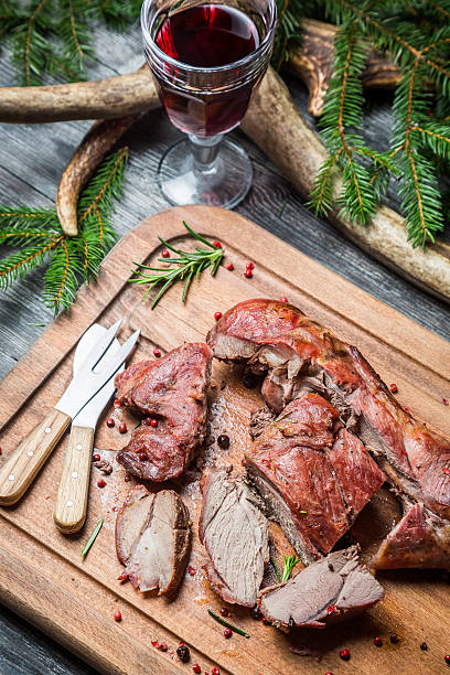 istock Fresh venison with red wine on forester lodge 481883665