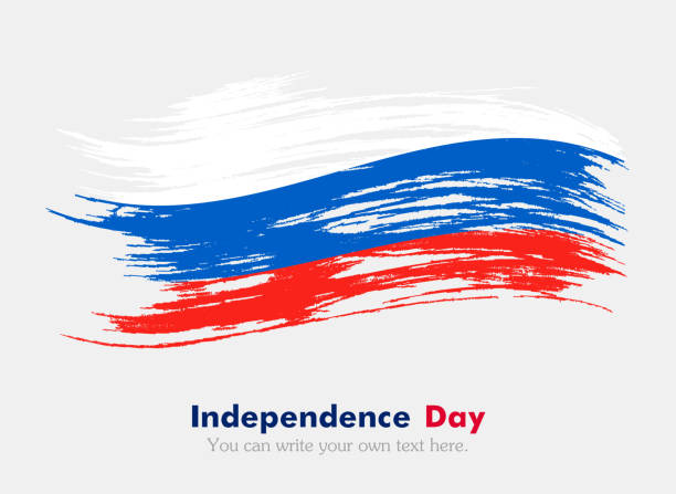 Russian flag Russian flag. Independence Day. Flag in grungy style. Flag painted with a brush with paint. Grungy flag. Grungy style. Brushstroke. Use for brochures, printed materials, icons, logos, signs,  elements russia flag stock illustrations