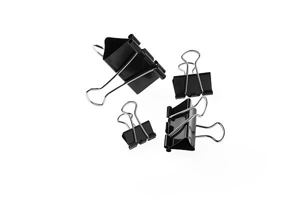 istock Black paper binder clip isolated on white background 481884494