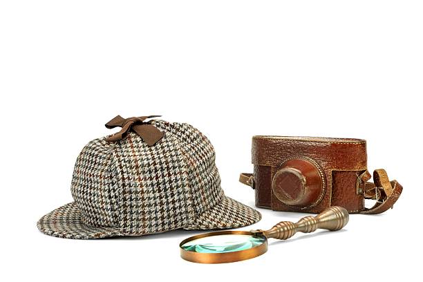 istock Detective Concept, Deerstalker Cap, Vintage Magnifying Glass And Re 481886282