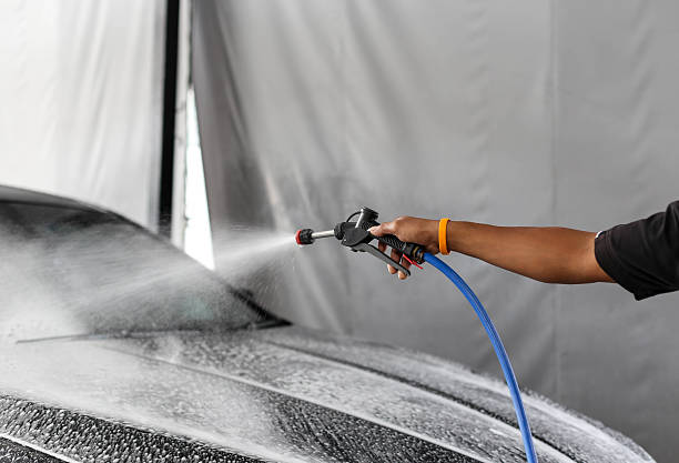 istock Car wash with flowing water 481886976