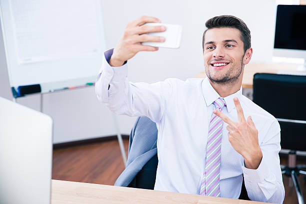 istock Happy businessman making selfie photo 481887272