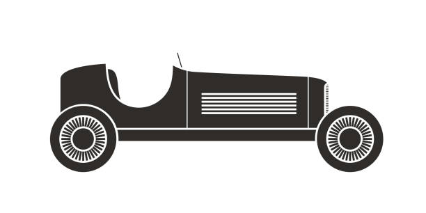 ilustrações, clipart, desenhos animados e ícones de retro esporte de carro de corrida, vintage collection - restavration