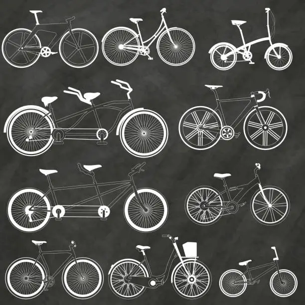 Vector illustration of bicycle on the chalk