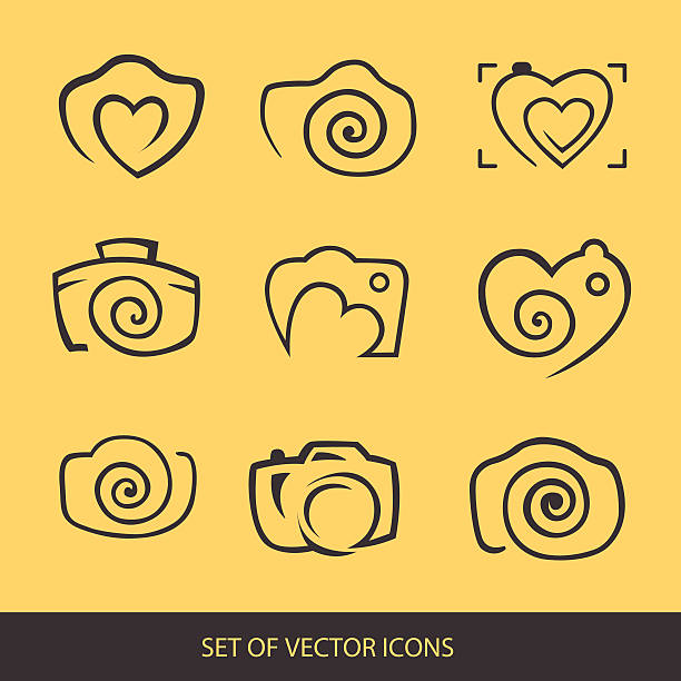 ilustrações de stock, clip art, desenhos animados e ícones de fotografias logótipo. câmara, logo vector definido. foto ícone - application software push button interface icons icon set