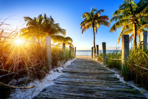 way to the beach in Key West, Miami, Floride, USA