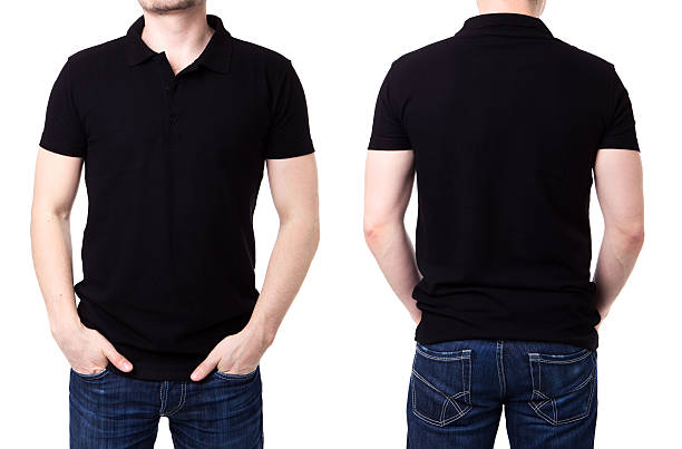 istock Black polo shirt on a young man template 481891047