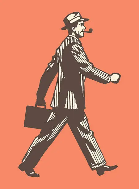 Vector illustration of Man Walking Briskly