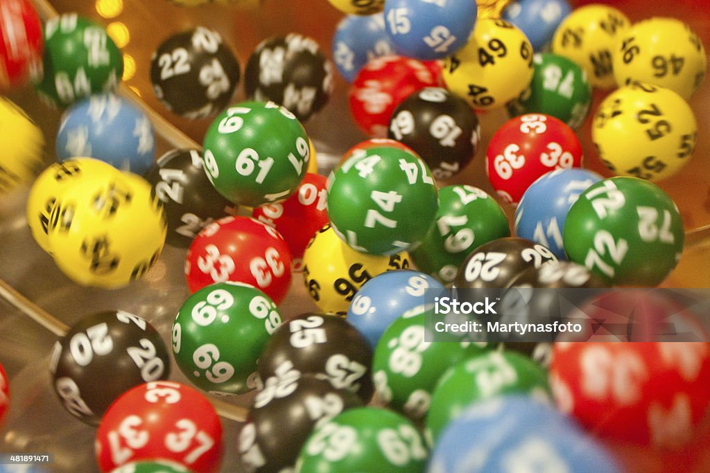 Lottery balls in the mashine Lottery balls Lottery Stock Photo