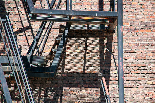 istock Old fire escape stairs in the factory 481891688