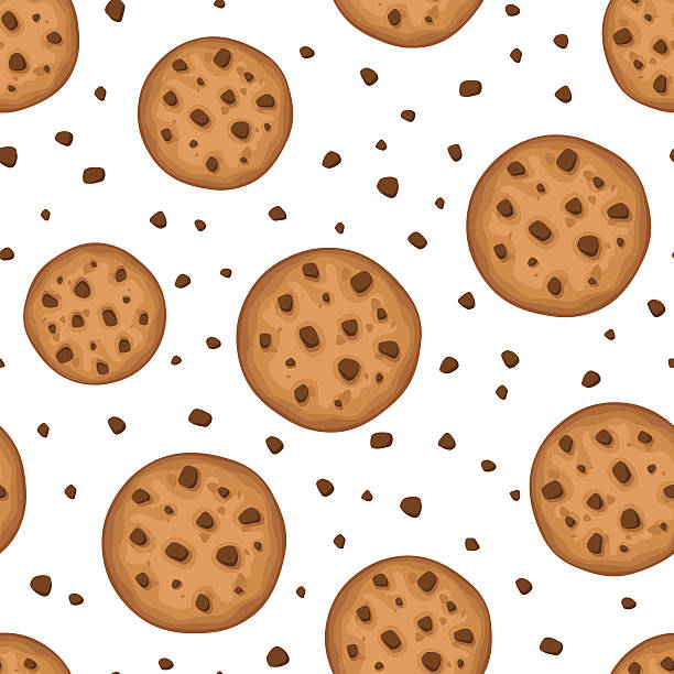 illustrazioni stock, clip art, cartoni animati e icone di tendenza di seamless sfondo con biscotti. illustrazione vettoriale. - chocolate chocolate candy backgrounds brown