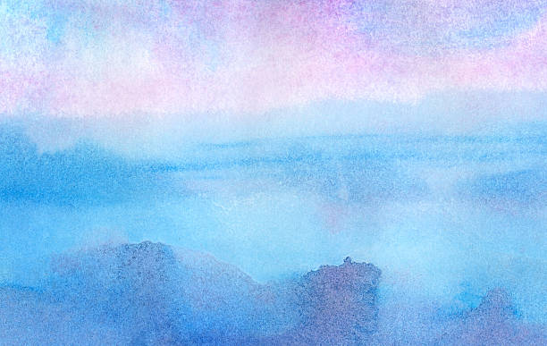 Pink morning - watercolor background Watercolor an abstract background, my own artwork. blue sky sunset stock illustrations