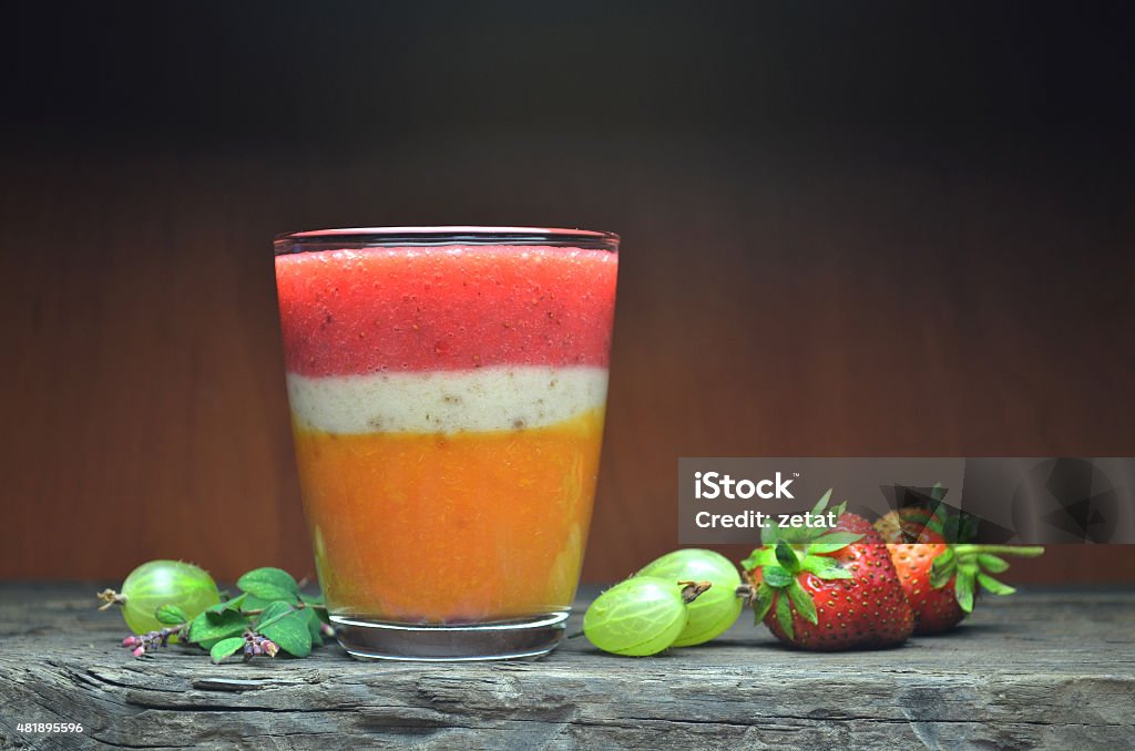 Fresh fruits smoothies Fresh color fruits smoothies diet Milkshake Stock Photo