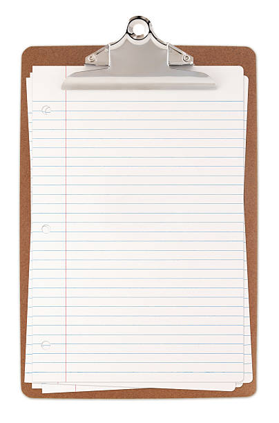 Clipboard with Lined paper sheets Clipboard with Lined paper sheets isolated on white - clipping path included (excluding the shadow) paper clip office supply stack heap stock pictures, royalty-free photos & images