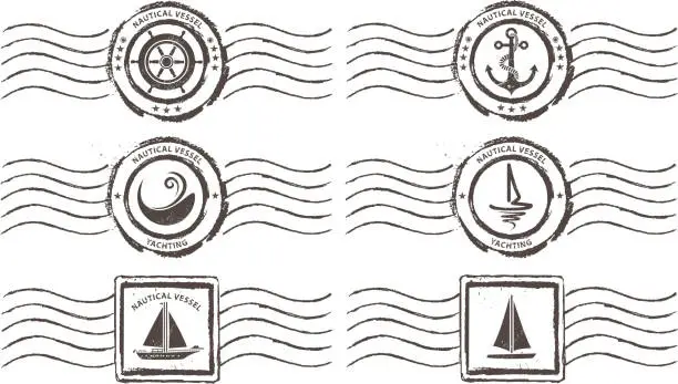 Vector illustration of nautical vessel stamps