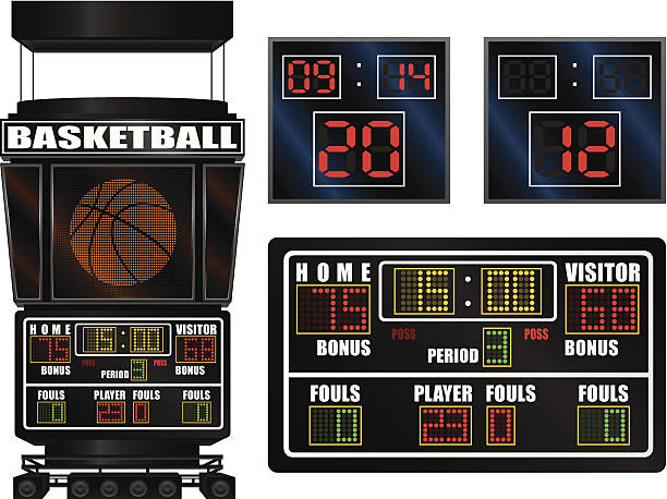 basketball-anzeigetafeln - scoreboard stock-grafiken, -clipart, -cartoons und -symbole