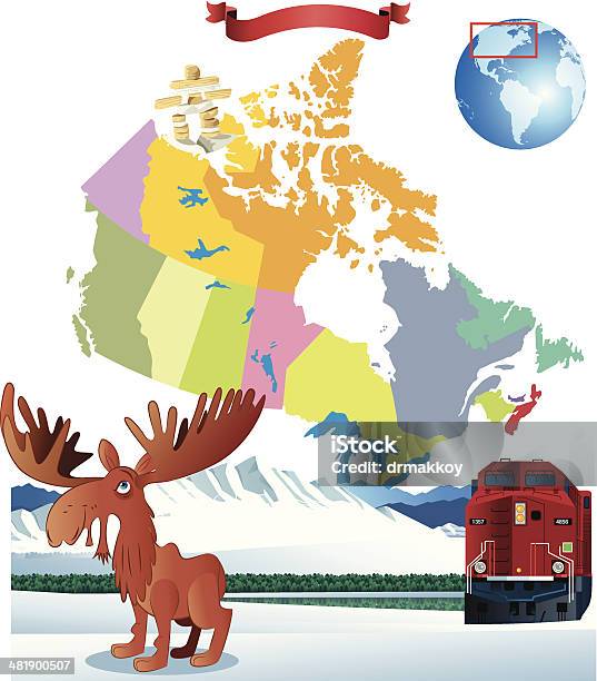 Fumetto Mappa Di Canada - Immagini vettoriali stock e altre immagini di Alaska - Stato USA - Alaska - Stato USA, Alberta, America del Nord