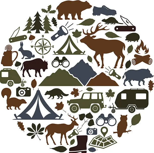Vector illustration of Camping Collage