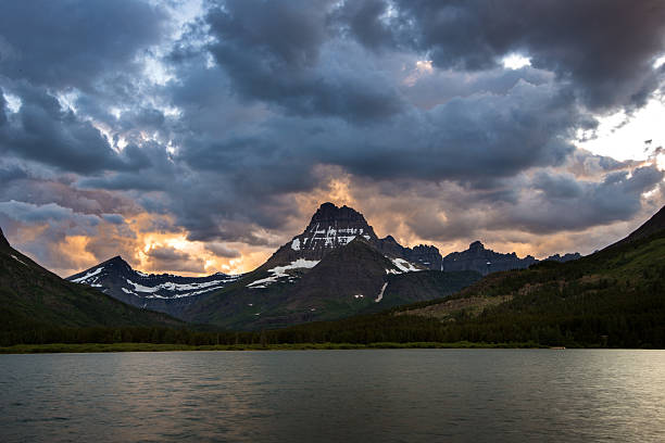 istock Beautiful sunset with Swiftcurrent Lake 481903244