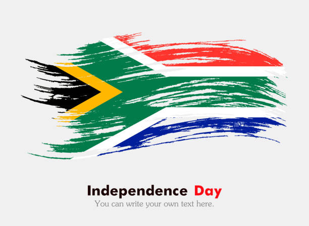 Flag of South Africa Flag of South Africa. Independence Day. Flag in grungy style. Flag painted with a brush with paint. Grungy flag. Grungy style. Brushstroke. Use for brochures, printed materials, icons, logos, signs,  elements south africa flag stock illustrations