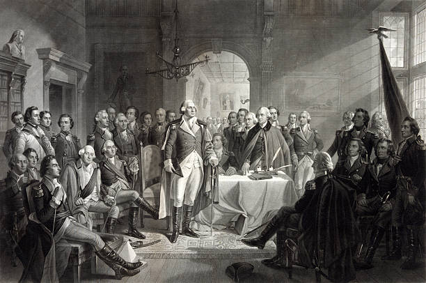 джордж вашингтон и его генералов - founding fathers стоковые фото и изображения