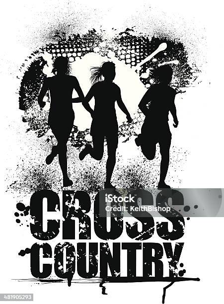 Vetores de Cross Country Corredoresgráfico De Grunge Feminino e mais imagens de Corrida cross-country