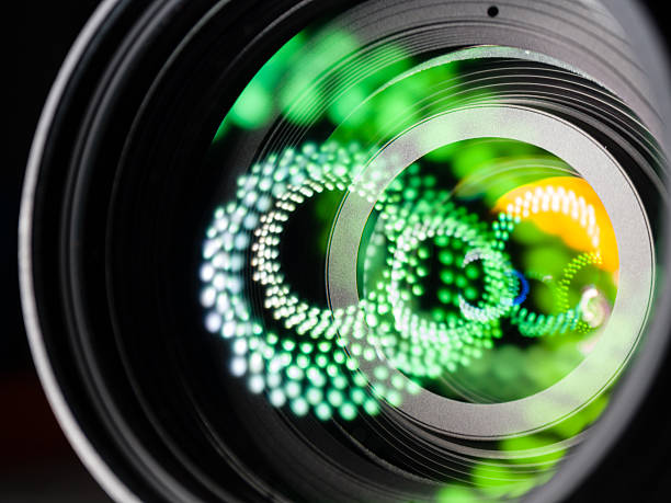 istock Close up image of a tele DSLR lens, amazing reflection 481905891