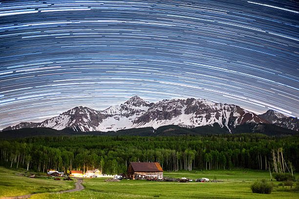 istock Historic Colorado Schmid Ranch at Night with Star Trails 481906768