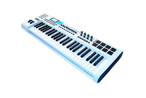 keyboard music white stock photo