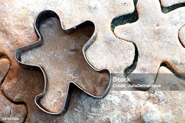 Gingerbread Cookies With Copper Cookie Cutter Stock Photo - Download Image Now - 2015, Adult, Baking