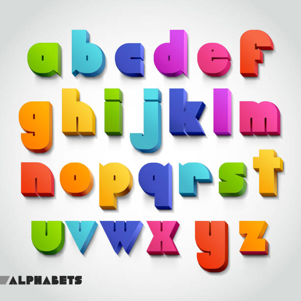 3 d alfabet na styl czcionki. - obraz stworzony cyfrowo ilustracje stock illustrations