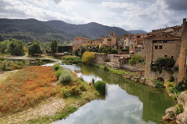 Besalu medieval village landscape, Catalonia, Spain