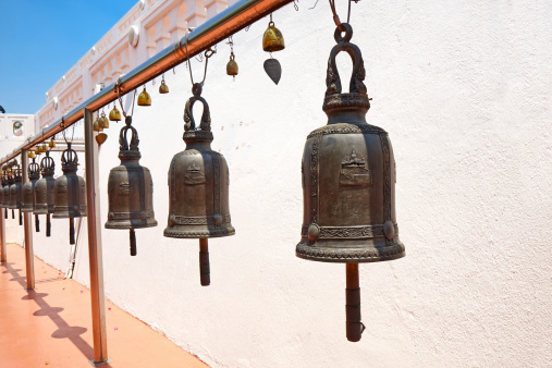 Buddhist bells in Wat Saket (The Golden Mount), Bangkok, Thailand.