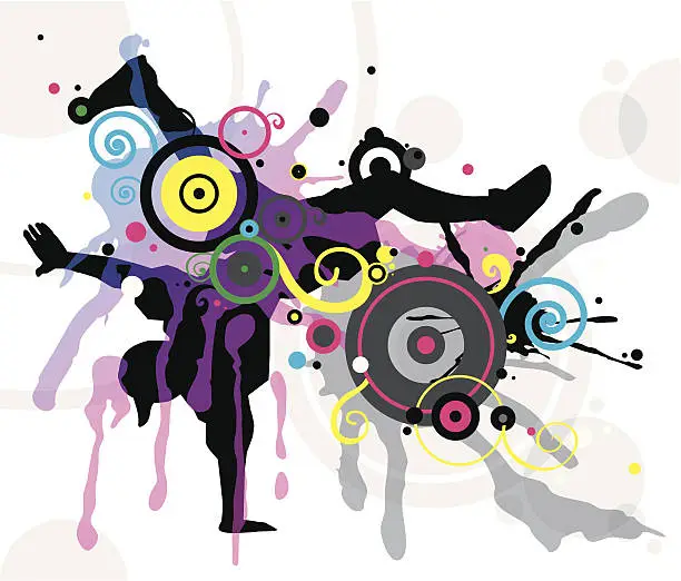 Vector illustration of Dancer in abstract splashes