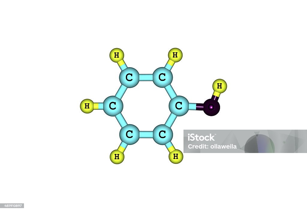 Phenol structure moléculaire isolé sur blanc - Photo de Acide libre de droits