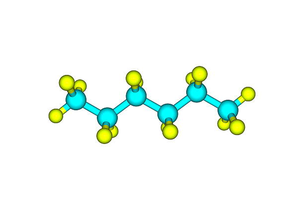 hexano estructura molecular aislado en blanco - hydrogen bond fotografías e imágenes de stock