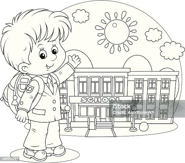 Schoolboy Stock Illustration - Download Image Now - Back to School, Black And White, Boys