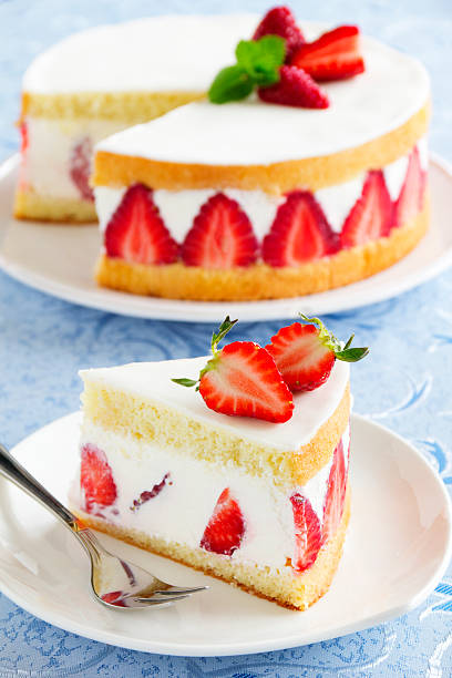 istock Sponge cake with strawberries and vanilla cream. 481913267
